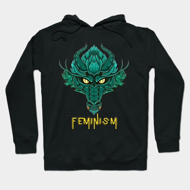 Feminism Dragon Hoodie by AbrasiveApparel